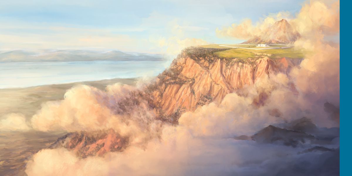 A temple on a high mountain.