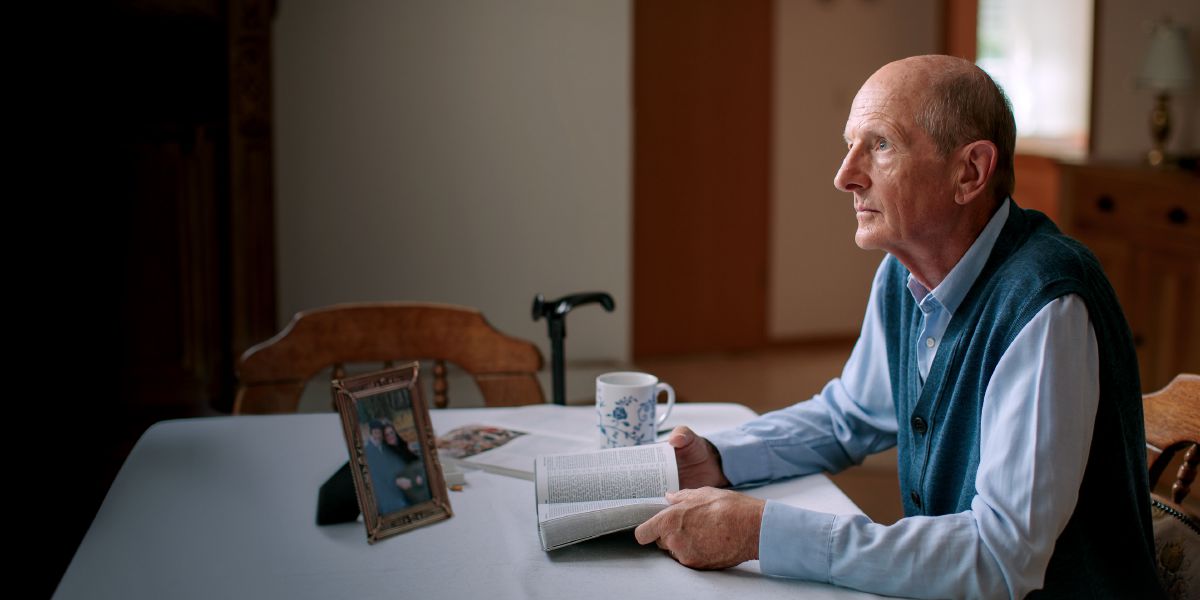 An elderly brother meditating on what he just read in the book of Ezekiel.