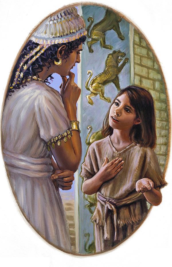 A servant girl talking to Naaman’s wife