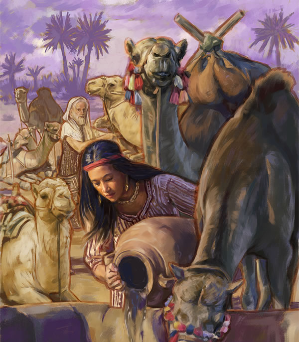 Rebekah watering camels