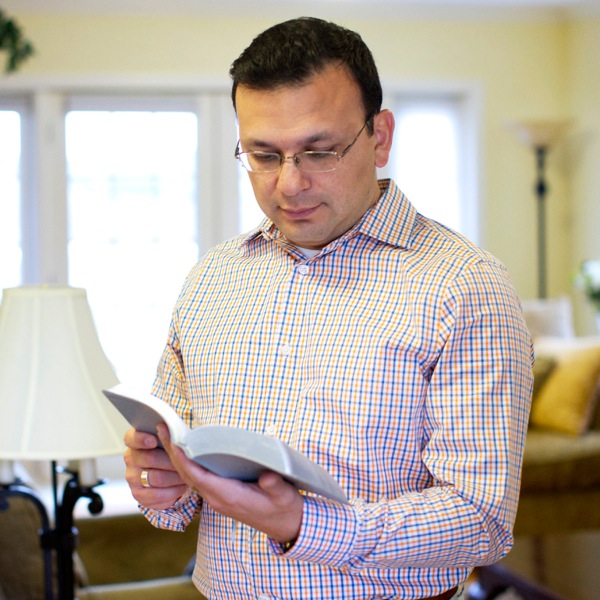 A man reading in the Bible to find the answer he needs
