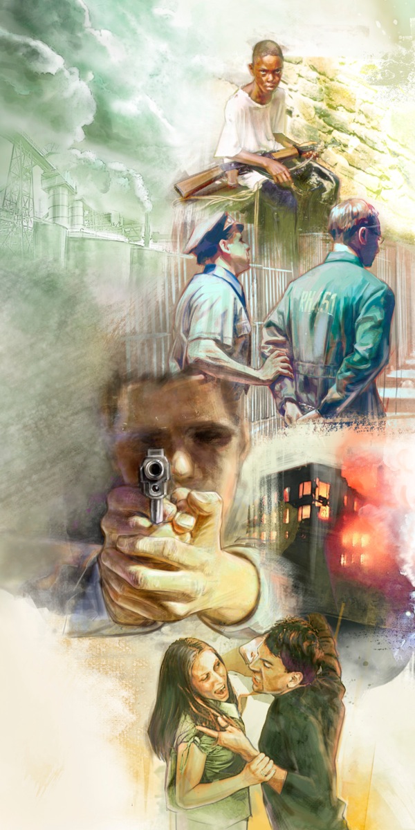 Scenes of war, crime, violence, and disasters