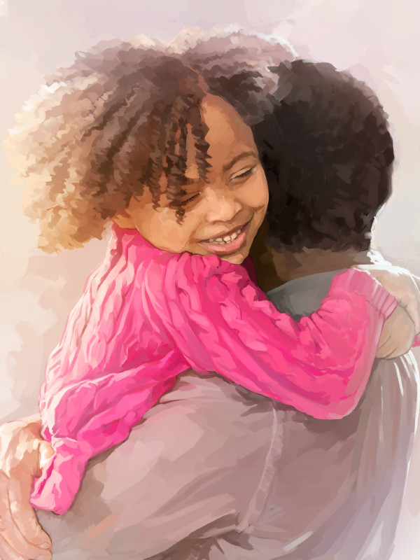 A man embraces his little girl