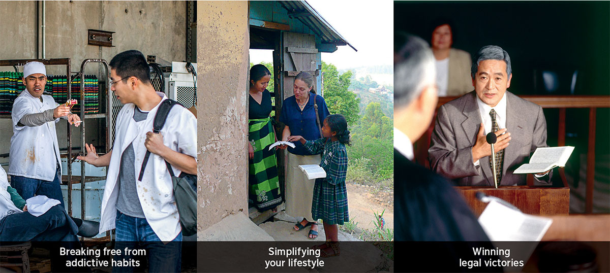 1. A man refuses a cigarette; 2. A Christian sister in the ministry in a foreign land; 3. A Christian brother in a courtroom