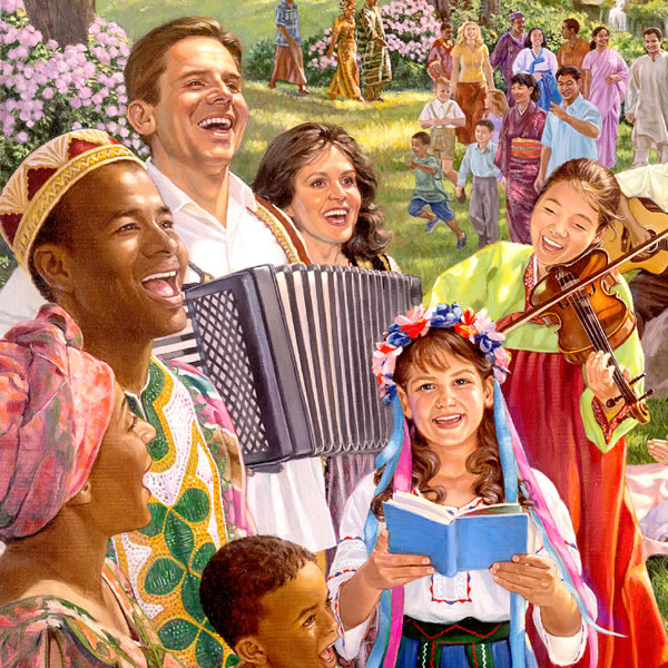 Happy people enjoying life on a paradise earth