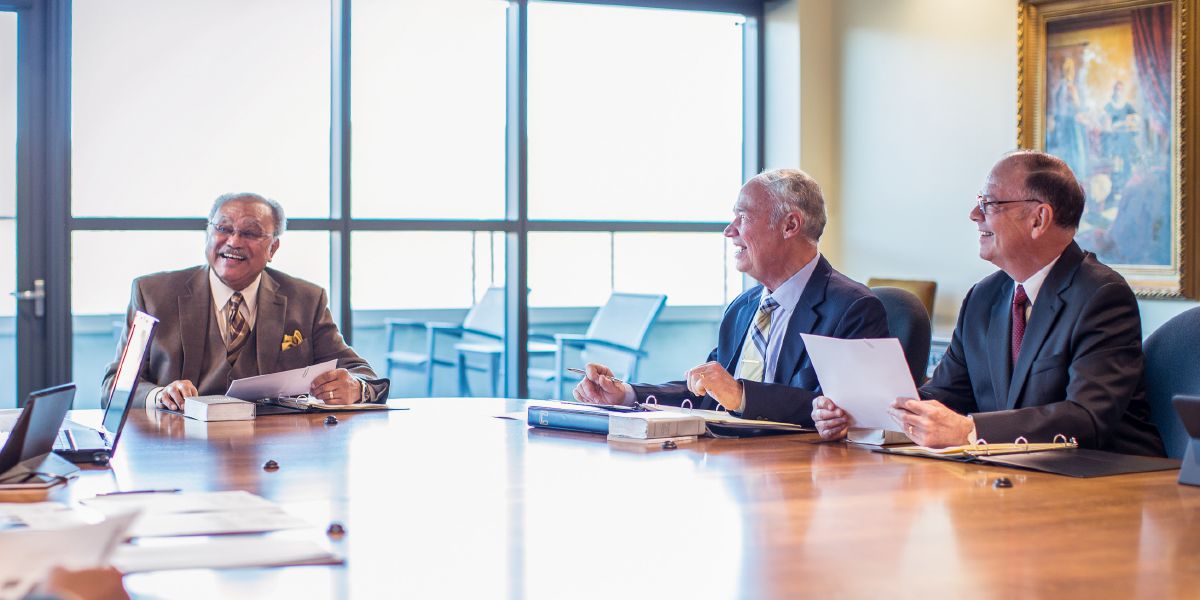 Samuel Herd with fellow Governing Body members Stephen Lett and David Splane