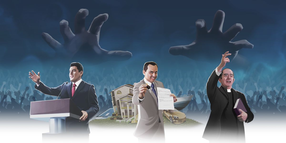 Satan uses governments, commercialism, and false religion to mislead people