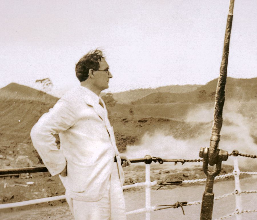 George Young traveling by boat