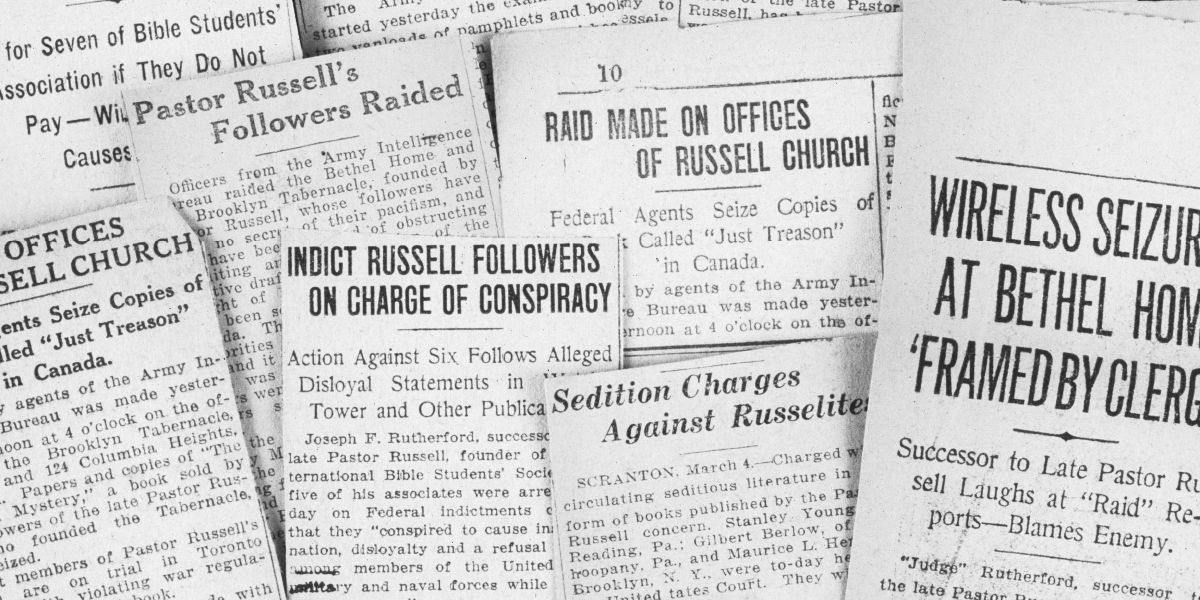 Newspaper clippings about the opposition faced by the Bible Students