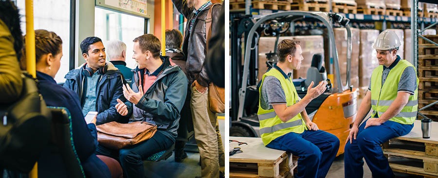 In a country where we cannot preach openly, a brother discreetly witnesses to an acquaintance while using public transportation; the same brother witnesses to a workmate during a break