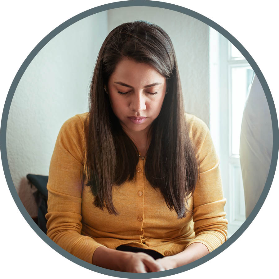 The Bible student praying.