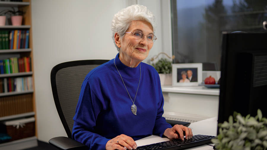Lois Didur working in her assignment at the Ukraine branch.