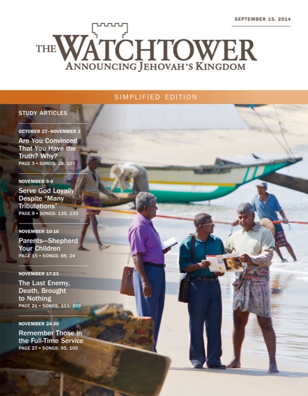 Cover of the Watchtower Simplified Edition, September 15, 2014