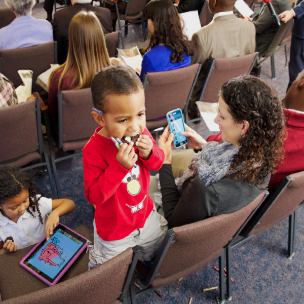 A family not paying attention during a meeting