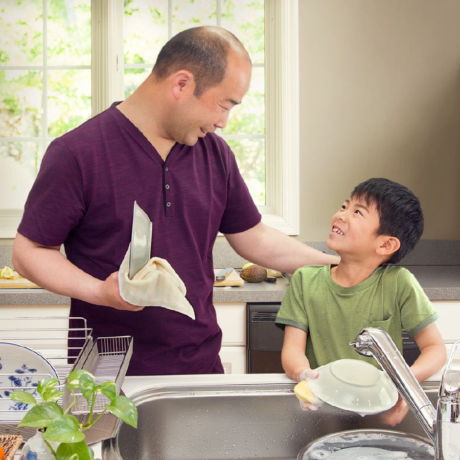 A father encourages his son