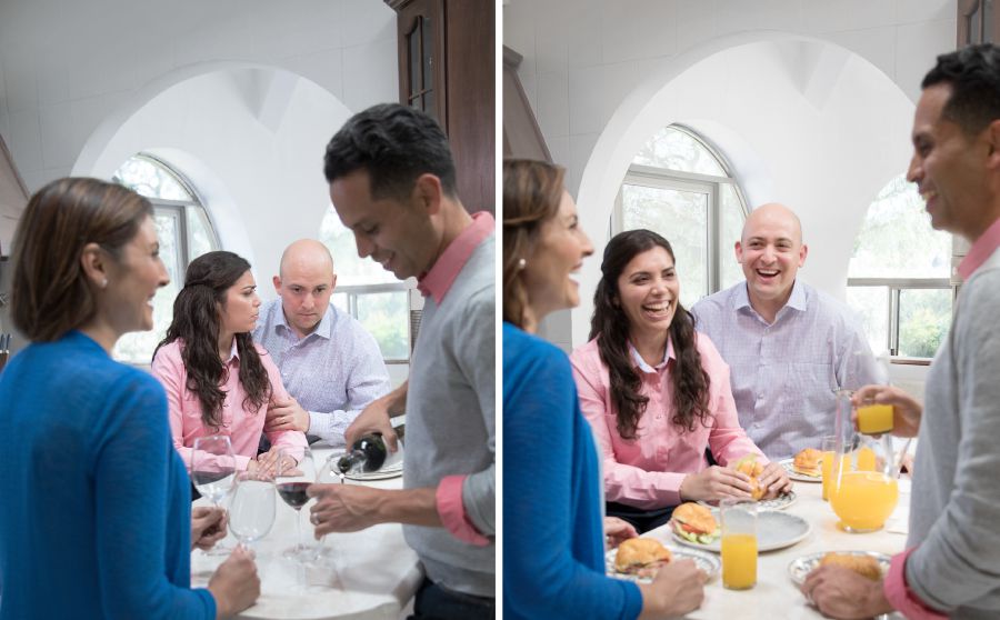 A couple serves juice instead of wine when they realize that an alcoholic beverage could stumble their guests