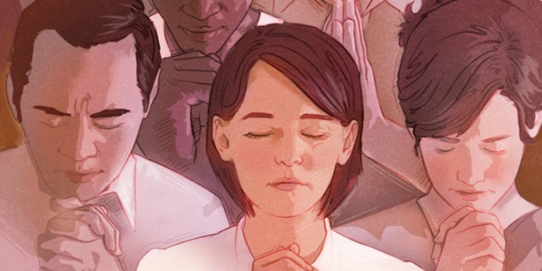 Personas de diferentes razas orando para que venga el Reino de Dios