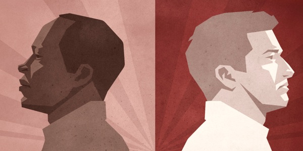 Un hombre de raza negra y otro de raza blanca