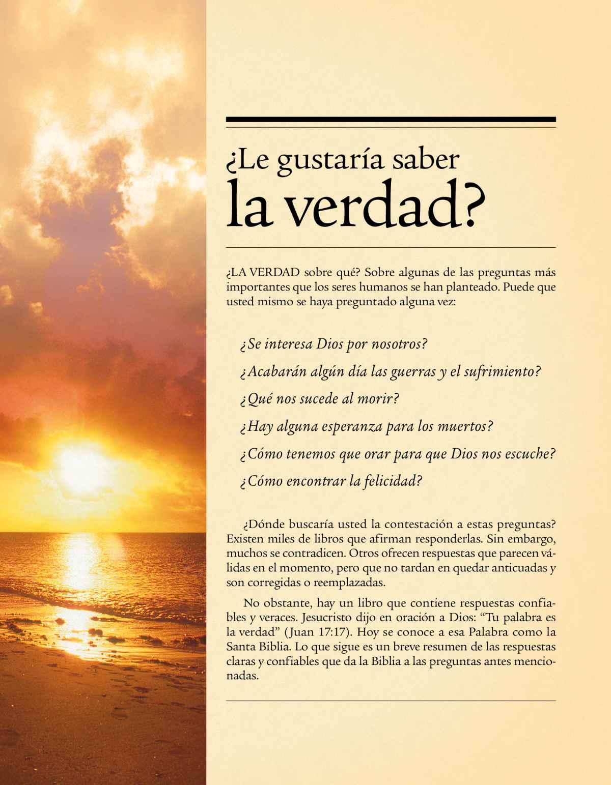 Portada del tratado ¿Le gustaría saber la verdad?