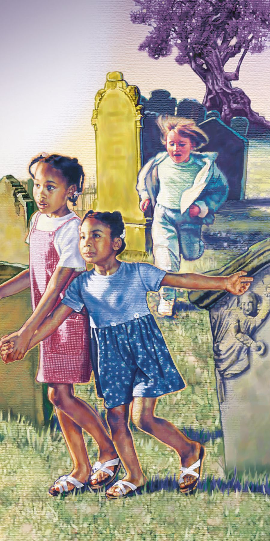 Niños en un cementerio