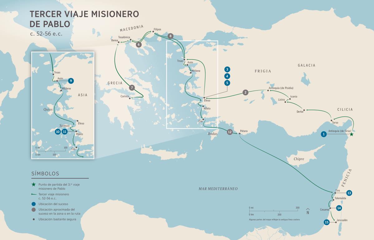 Hechos de los Apóstoles: Tercer viaje misionero de Pablo (Hch 18:23-21:17) c. 52-56 e.c.
