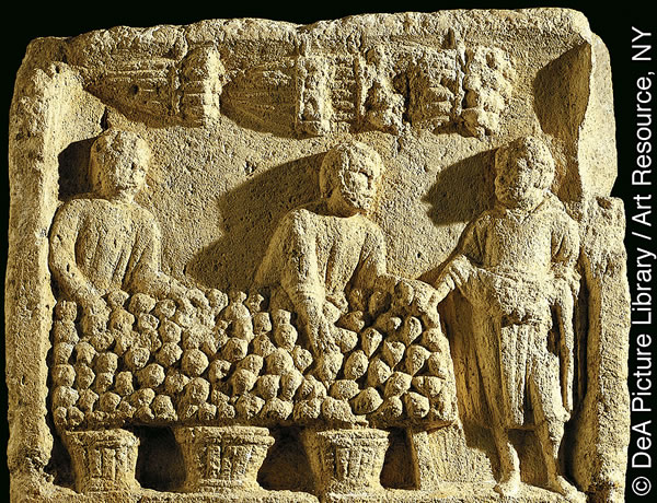 Relieve de un mercado de frutas