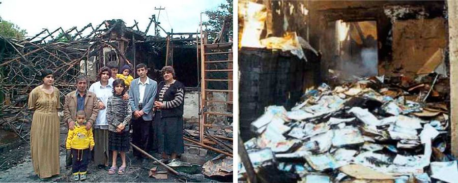 La casa de la familia Shamoyan y un almacén de publicaciones quemados por agresores