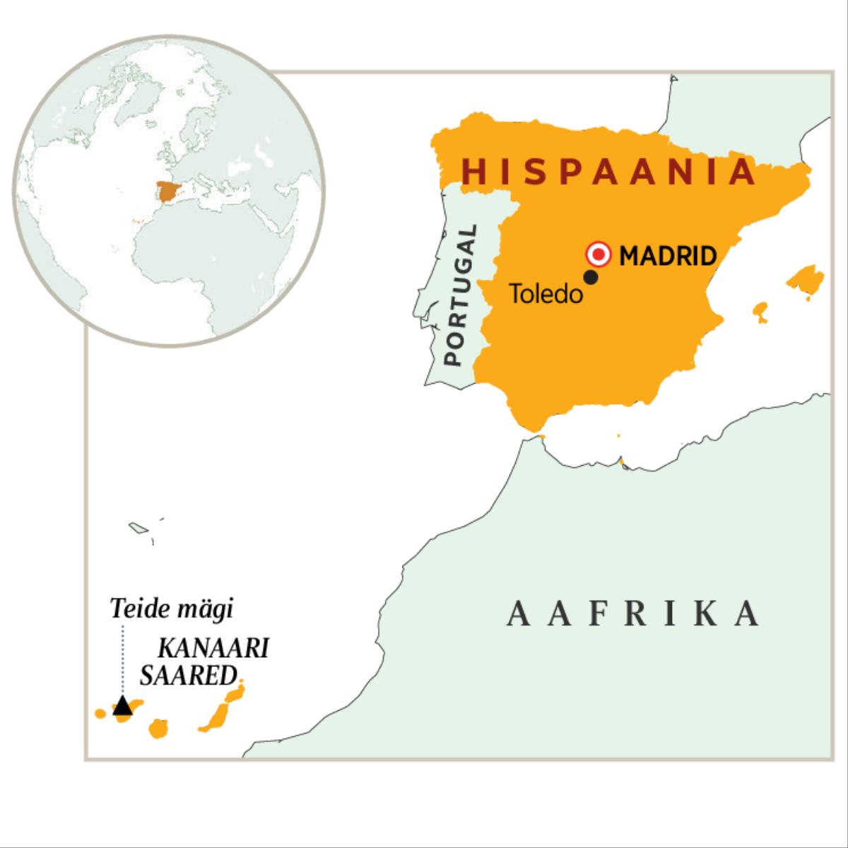 Kaardil esile tõstetud Hispaania