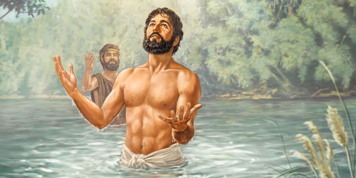 Jeesus tuleb veest välja pärast seda, kui Ristija Johannes on ta ristinud