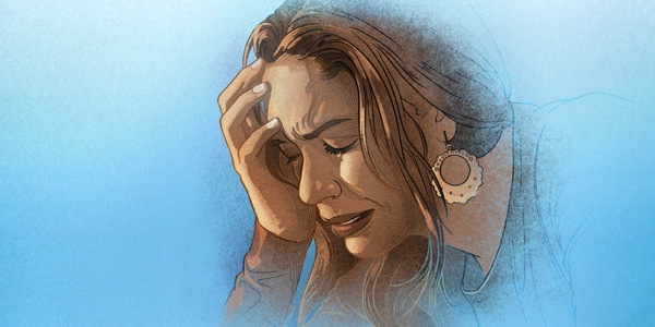 زنی ناراحت و مشوش