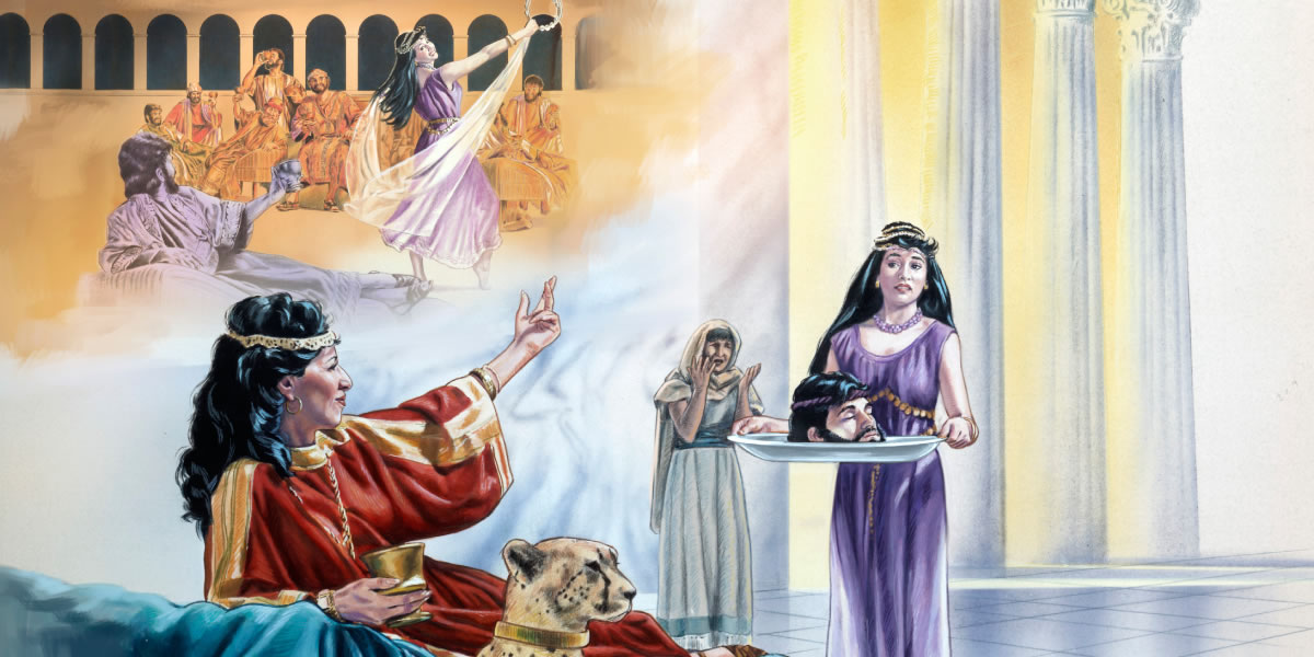 ۱)‏ سالومه در جشن تولّد هیرودیس،‏ می‌رقصد؛‏ ۲)‏ سالومه سر بریده‌شدهٔ یحیای تعمیددهنده را برای هیرودیا می‌آورد