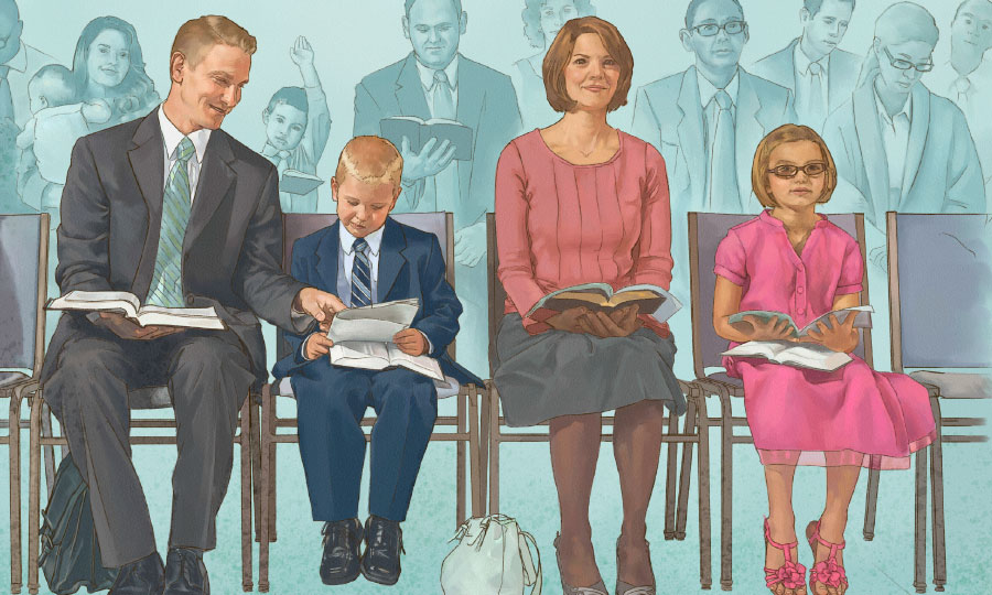 پدری پسرش را تشویق می‌کند تا به برنامه‌های جلسه گوش دهد