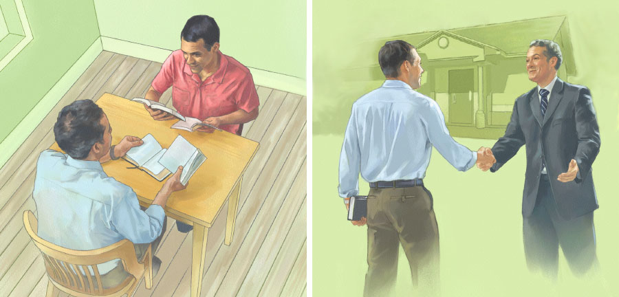 یک مرد در یکی از جلسات شاهدان یَهُوَه شرکت می‌کند