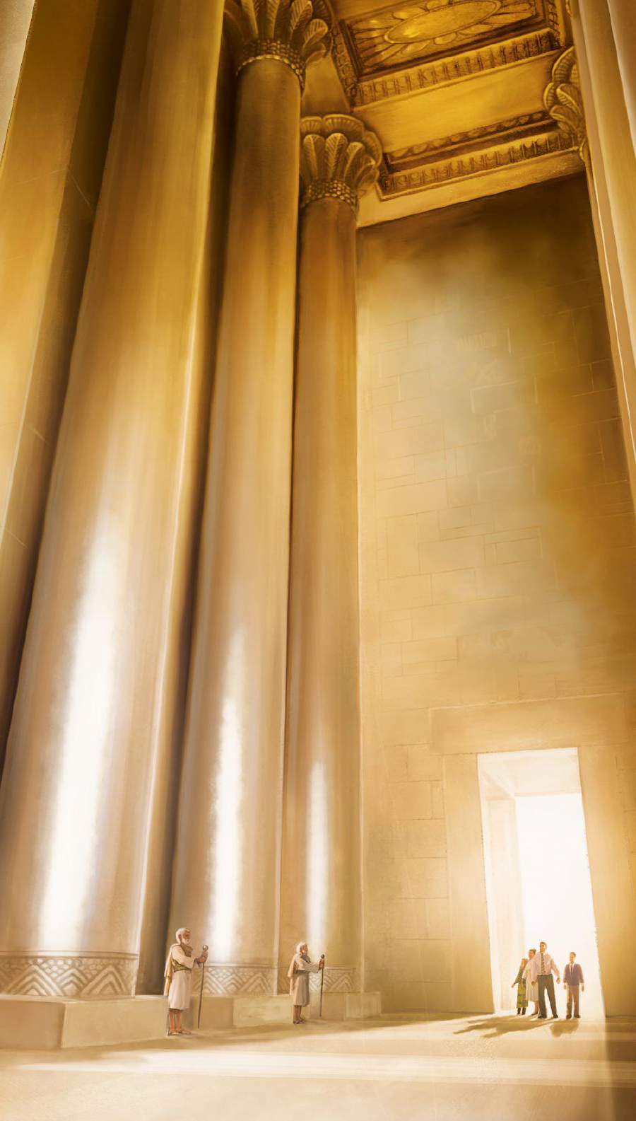 گروهی از مردم تصوّر می‌کنند که وارد معبد روحانی می‌شوند که حِزْقیال در رؤیا دید