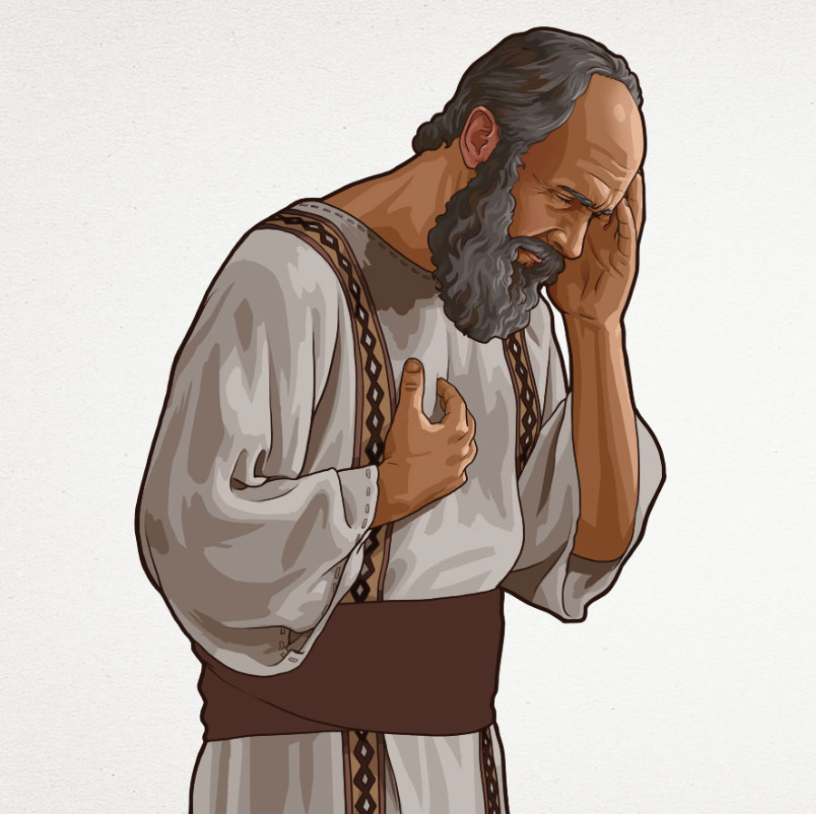 پولُس رسول دست خود را بر پيشانی می‌گذارد