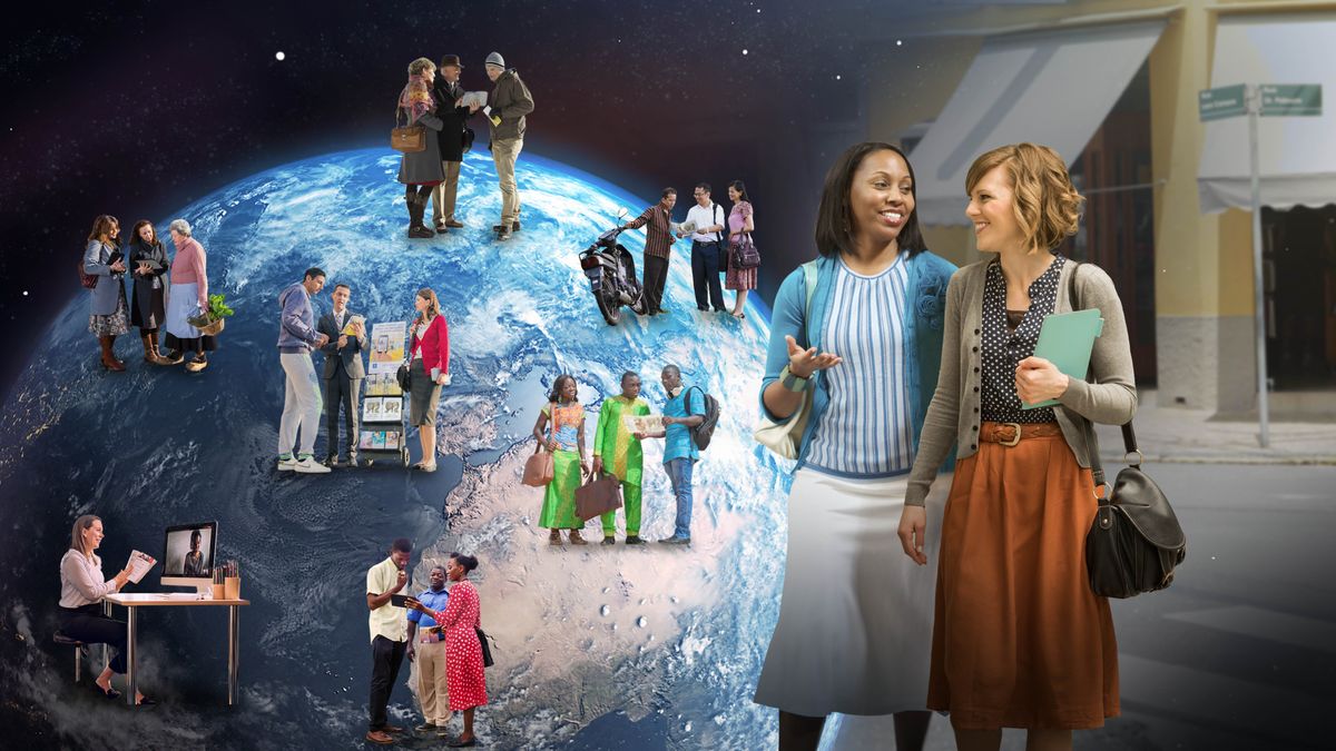 خواهران و برادران در سراسر دنیا خبر خوش را به روش‌های مختلف موعظه می‌کنند.‏ برای مثال،‏ موعظه با چرخ‌دستی،‏ خانه‌به‌خانه،‏ تماس ویدیویی.‏