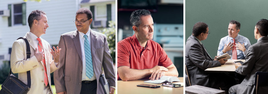 برادری با دو پیر جماعت صحبت می‌کند،‏ بر کلام خدا تعمّق می‌کند و به خدمت موعظه می‌رود