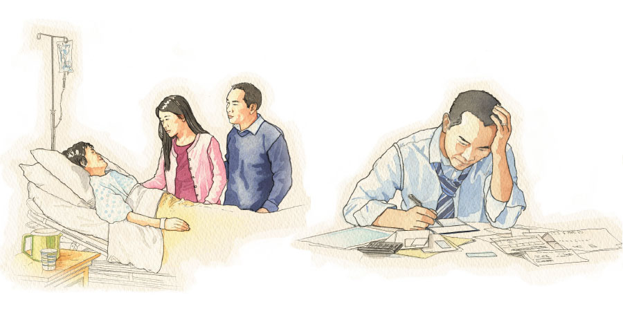 مردی بسیار نگران است،‏ زیرا قبض‌هایش را پرداخت نکرده و یکی از عزیزانش در بیمارستان است