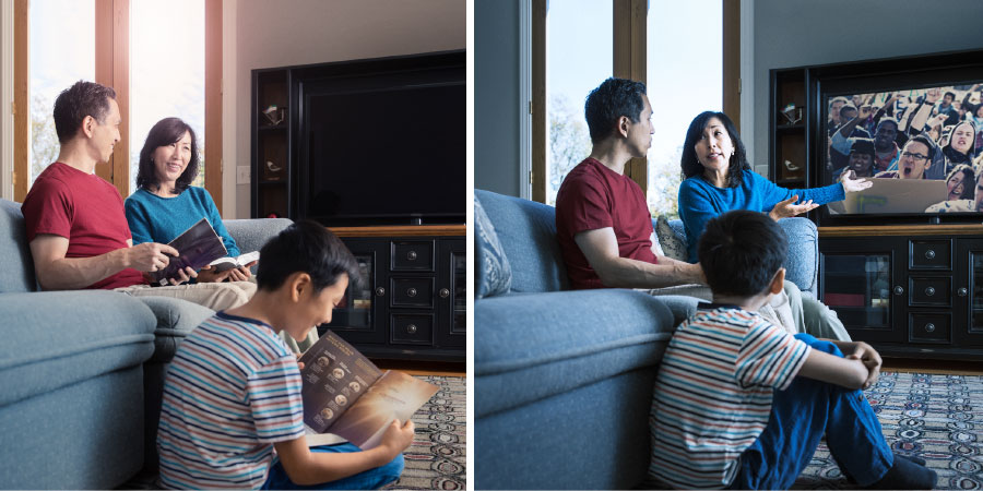 خانواده‌ای که با دیدن اخبار ناآرامی‌های سیاسی آرامش خود را از دست داده‌اند،‏ پس از مطالعهٔ پیشگویی‌های کتاب مقدّس آرامش می‌یابند 