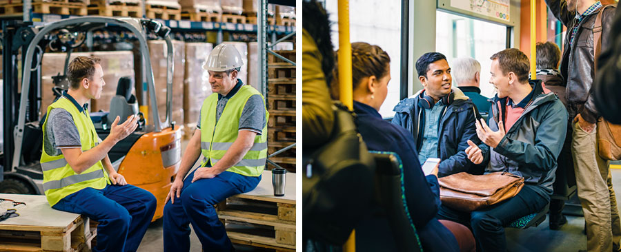 در كشوری كه فعاليت موعظه ممنوع است،‏ برادری در وسيلهٔ نقليهٔ عمومی بااحتياط به يكی از آشنايانش موعظه می‌كند؛‏ آن برادر در محل كار در وقت استراحت به يكی از همكارانش موعظه می‌كند