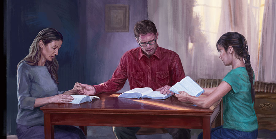 خانواده‌ای با هم كتاب مقدّس را می‌خوانند