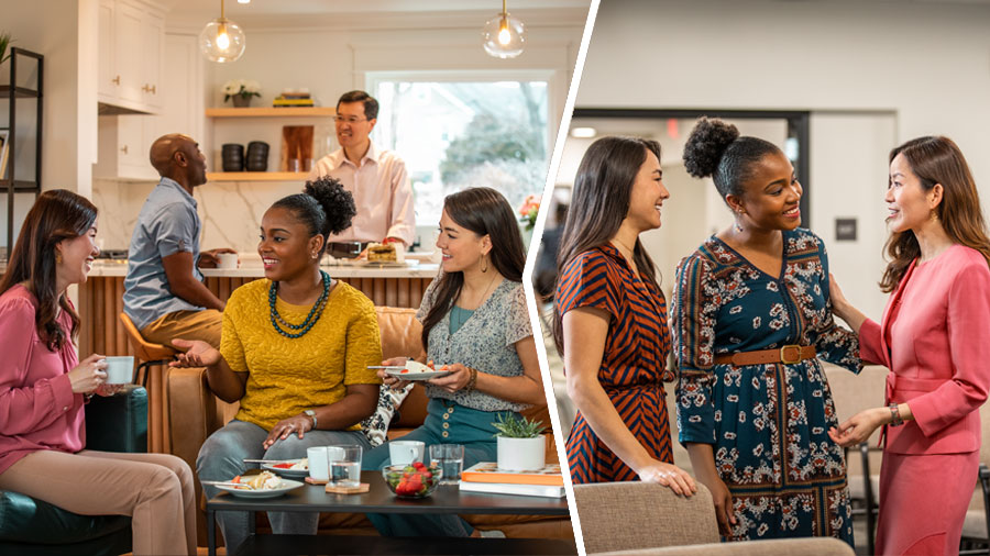 مجموعه‌ای از تصاوير:‏ ۱)‏ آن خواهر شاگردش را با خواهری در جماعت آشنا می‌كند.‏ ۲)‏ خواهری كه با آن شاگرد آشنا می‌شود،‏ او و شوهرش را به همراه معلّمش به منزلشان دعوت می‌كند و معاشرتی لذّت‌بخش با هم دارند.‏