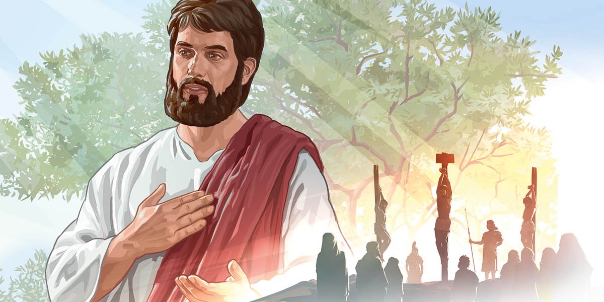Jésus ; Jésus sur le poteau de supplice entre les deux malfaiteurs