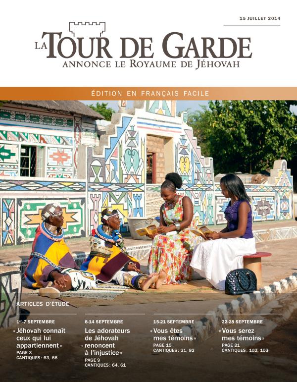 Première page de La Tour de Garde en français facile du 15 juillet 2014