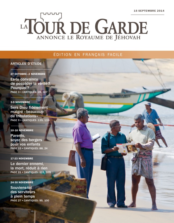 Première page de La Tour de Garde en français facile du 15 septembre 2014