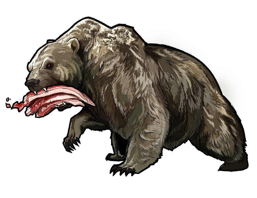 Une bête semblable à un ours ayant trois côtes dans sa gueule