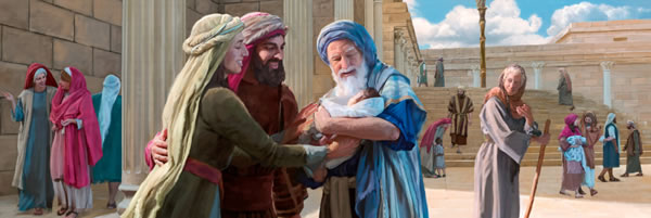 Maria kɛ Yosef yɛ sɔlemɔwe, Simeon hiɛ abifao Yesu ni gbalɔyoo Hana miikwɛ amɛ