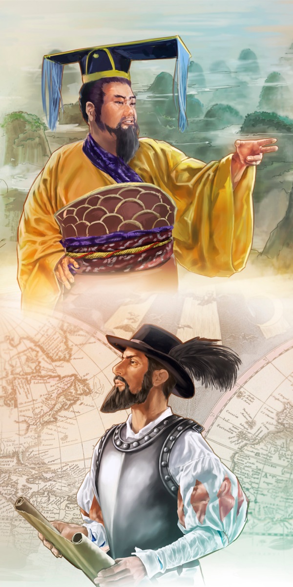 China Maŋ Hiɛnyiɛlɔ Qin Shi Huang kɛ Spania Niiashikpalɔ Ponce de León