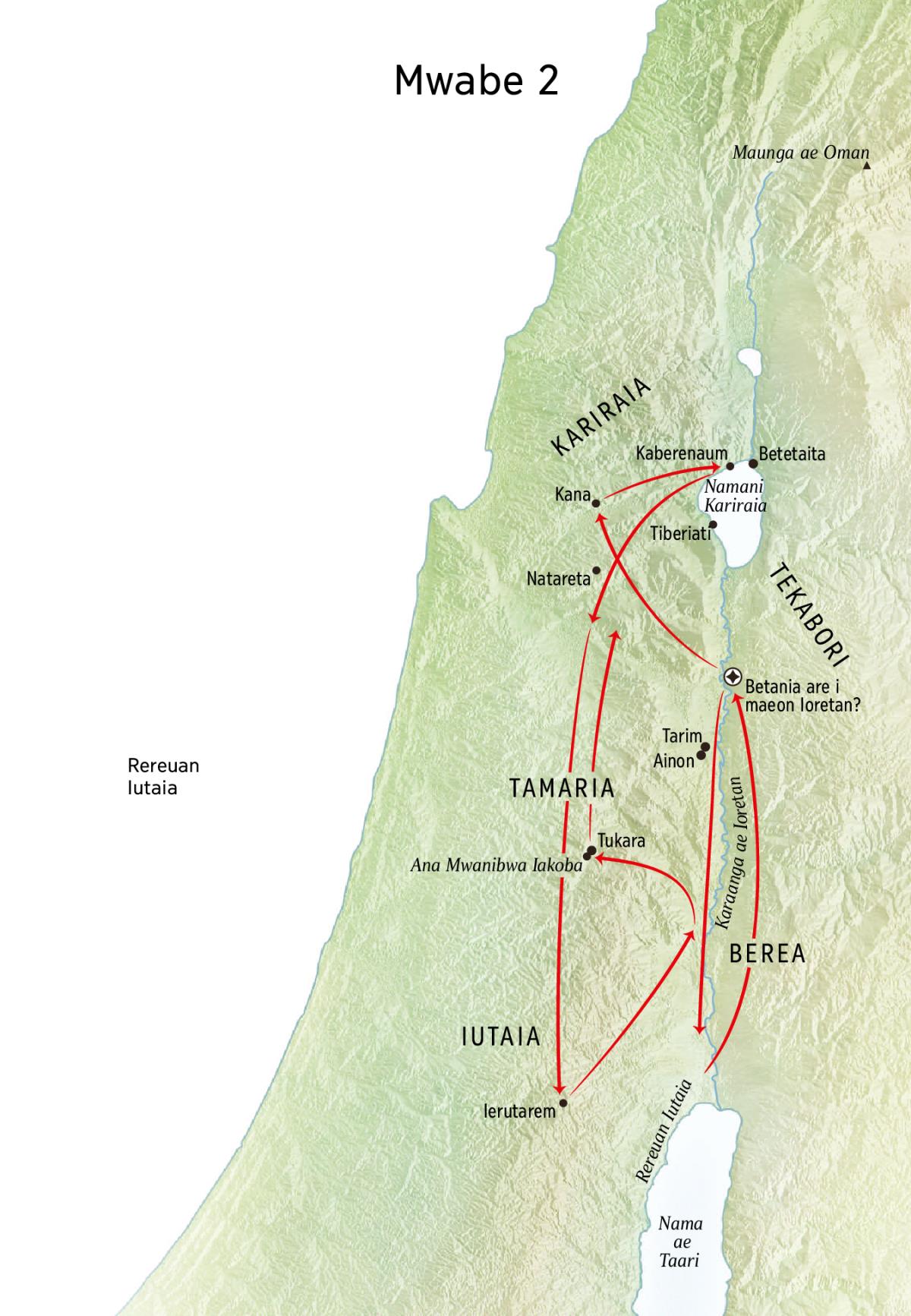 Map of locations in Jesus’ life including the Jordan River and Judea