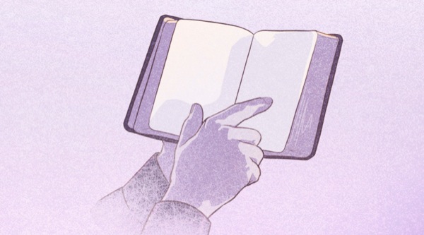 Unha persoa sinala un versículo na Biblia